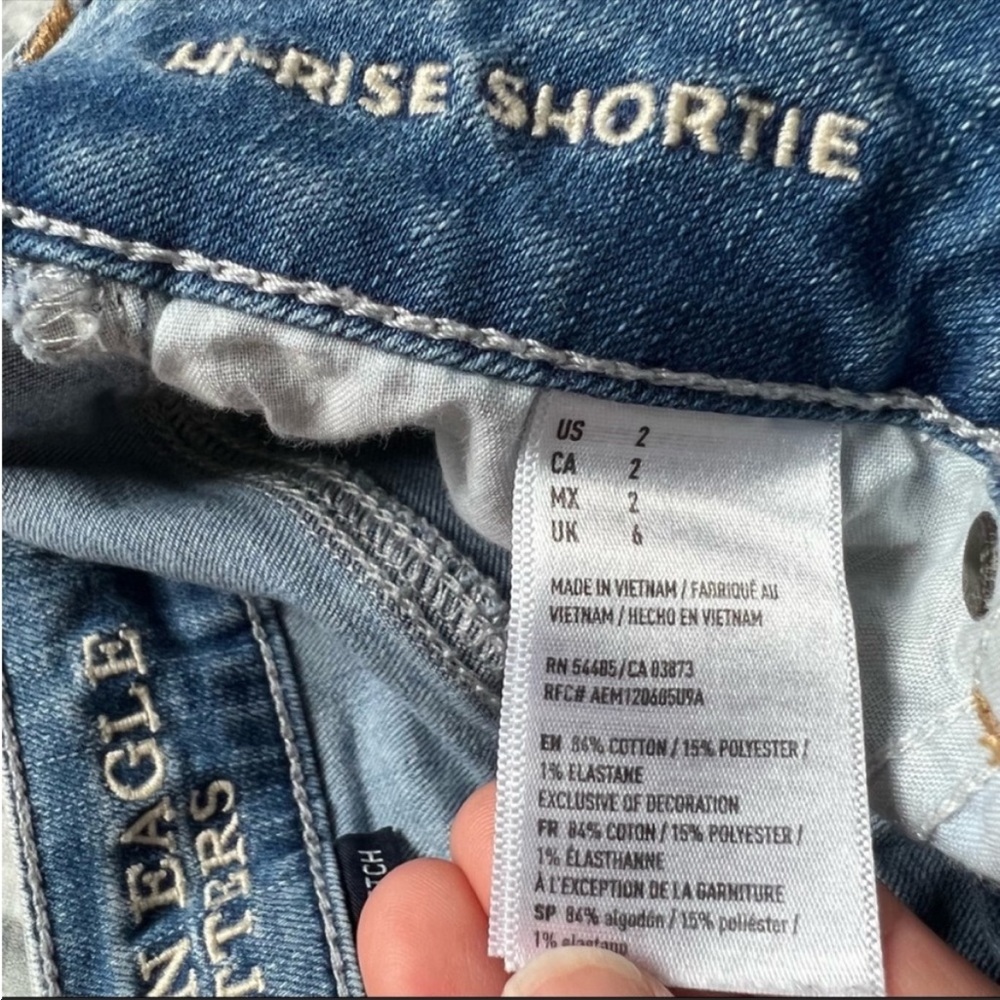 American Eagle Hi Rise Embroidered Jean Shorts - Picture 3 of 9